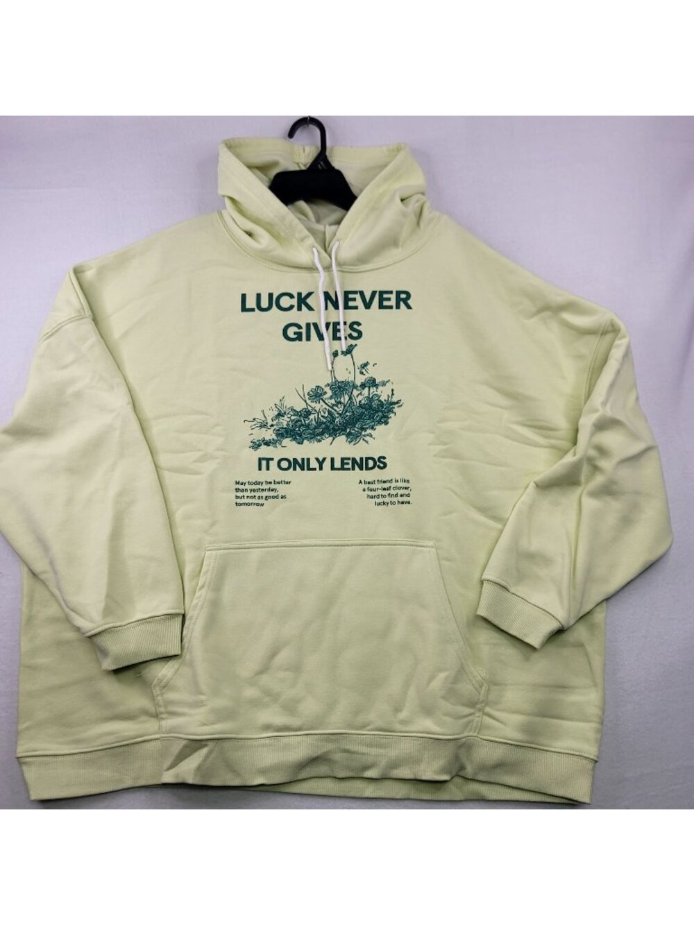 Grayson Threads 3X Luck Never Gives Graphic Hoodie Green Relaxed Fit